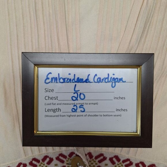 Saharies Embroidered Cardigan Button Pleated Floral‎ Womens Large - Picture 7 of 10